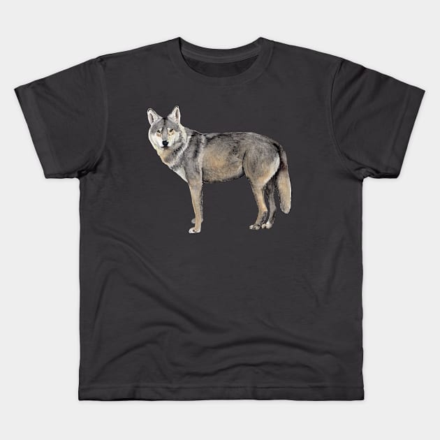 Grey Wolf Kids T-Shirt by Heather Dorsch Creations